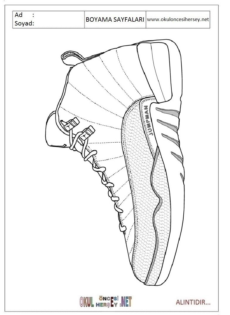 Çocuklar İçin Spor-Ayakkabısı Boyama Sayfaları 